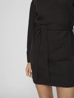 VIROLFIE L/S TIE BELT KNIT DRESS - NOOS black