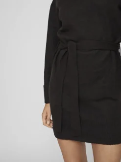 VIROLFIE L/S TIE BELT KNIT DRESS - NOOS black
