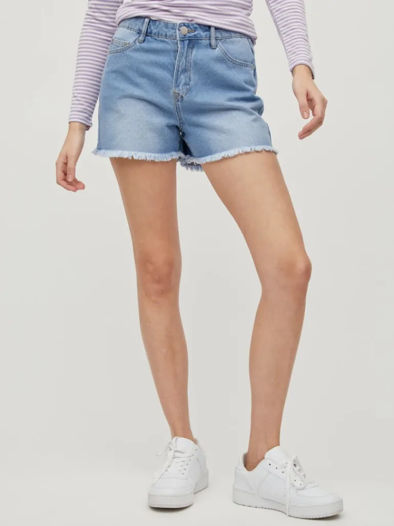 VISARA LILIAN RW SHORT DENIM SHORTS light blue denim