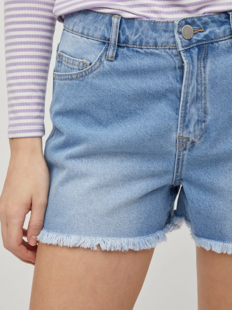 VISARA LILIAN RW SHORT DENIM SHORTS light blue denim
