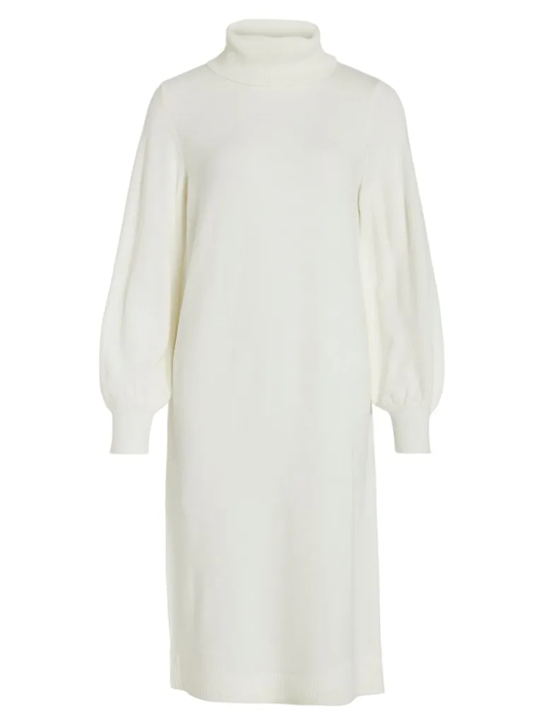 VISARA L/S ROLLNECK MIDI DRES/BF/KA snow white