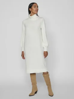 VISARA L/S ROLLNECK MIDI DRES/BF/KA snow white