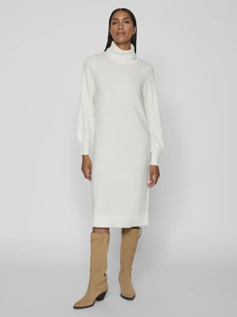 VISARA L/S ROLLNECK MIDI DRES/BF/KA snow white