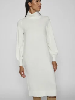 VISARA L/S ROLLNECK MIDI DRES/BF/KA snow white
