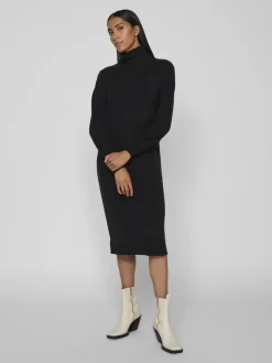 VISARA L/S ROLLNECK MIDI DRES/BF/KA black