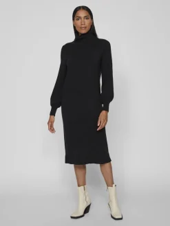 VISARA L/S ROLLNECK MIDI DRES/BF/KA black
