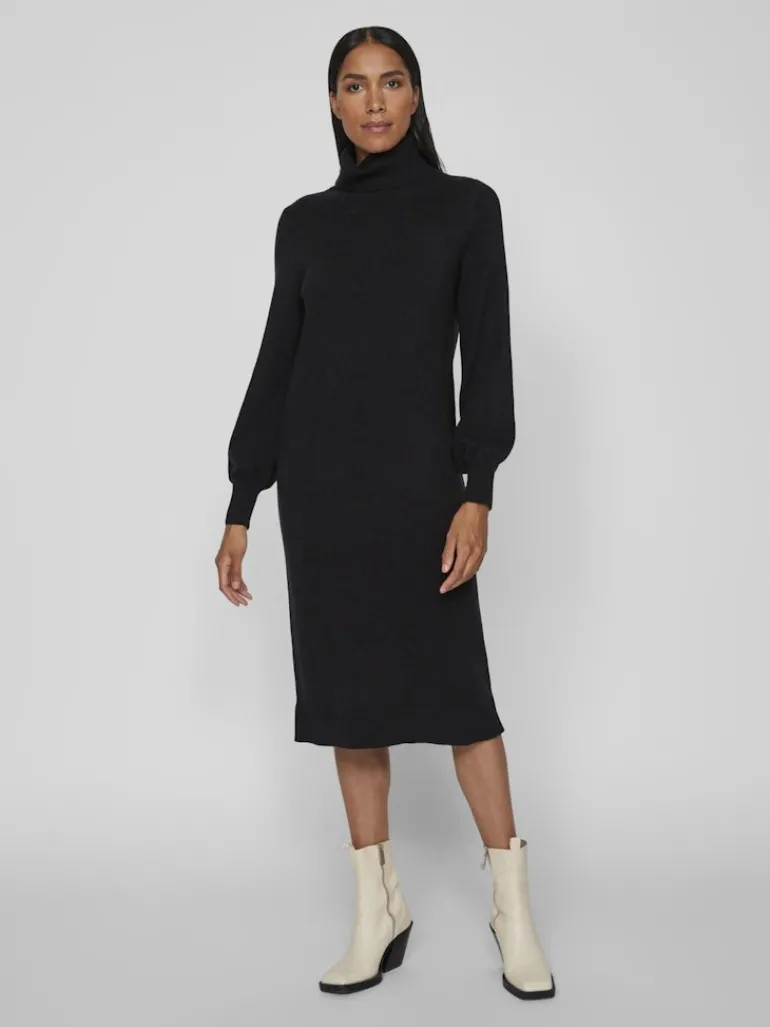 VISARA L/S ROLLNECK MIDI DRES/BF/KA black