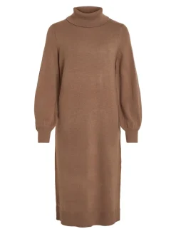 VISARA L/S ROLLNECK MIDI DRES/BF/KA brown lentil