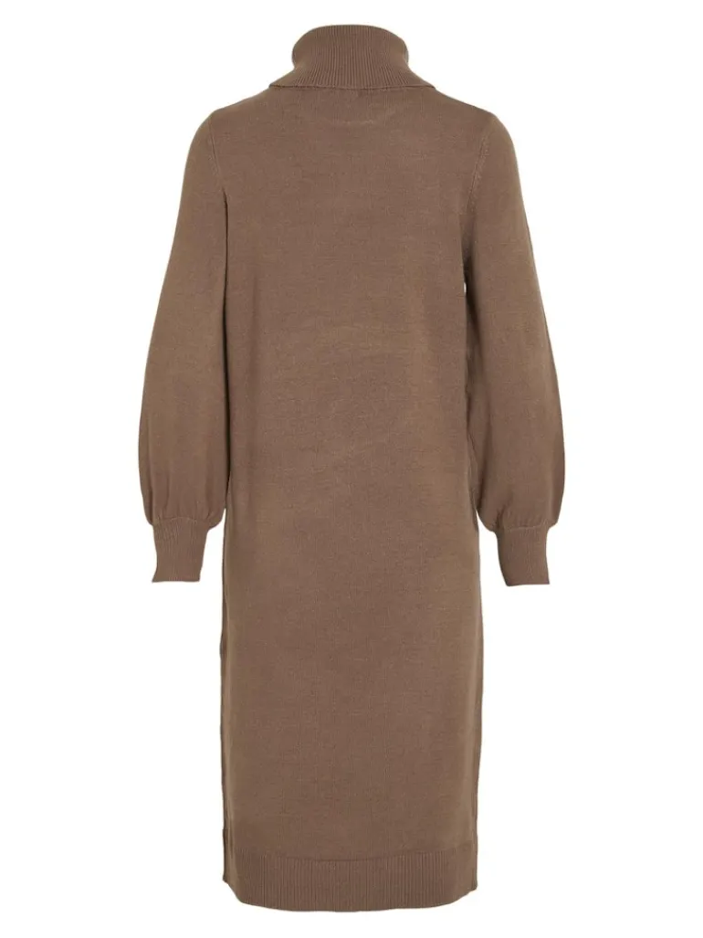 VISARA L/S ROLLNECK MIDI DRES/BF/KA brown lentil