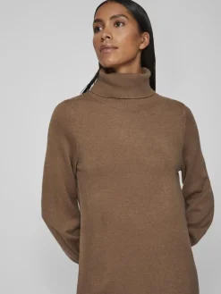 VISARA L/S ROLLNECK MIDI DRES/BF/KA brown lentil