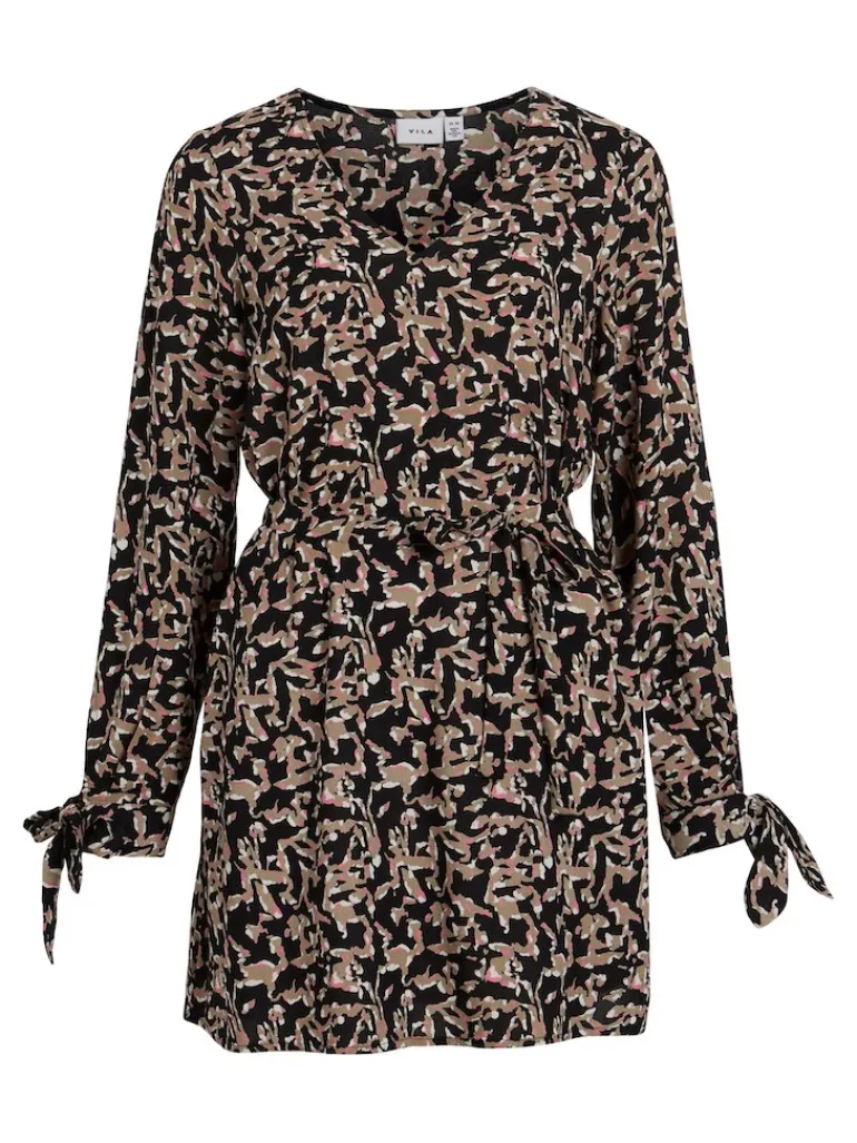 VISAVO L/S V-NECK DRESS / B black