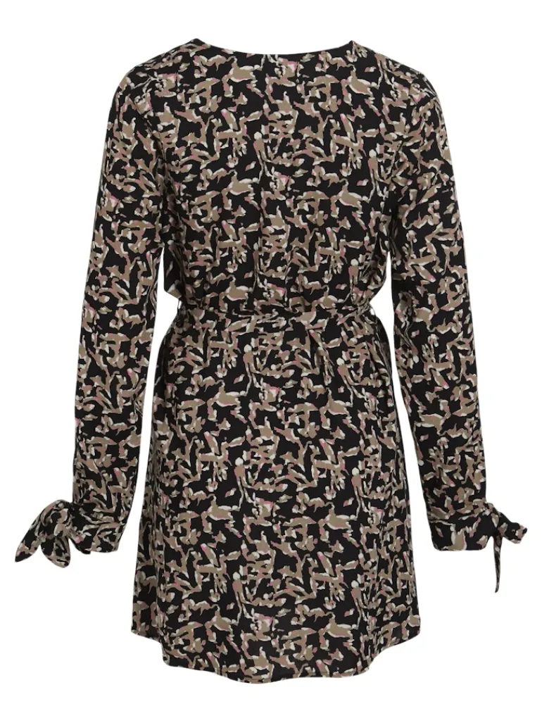 VISAVO L/S V-NECK DRESS / B black