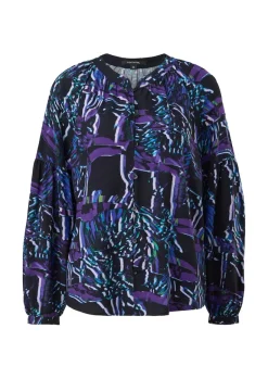 Viskosebluse mit abstraktem Muster schwarz