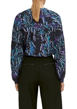 Viskosebluse mit abstraktem Muster schwarz