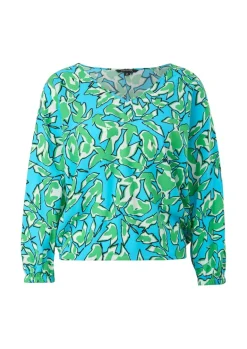 Viskosebluse mit V-Ausschnitt grün