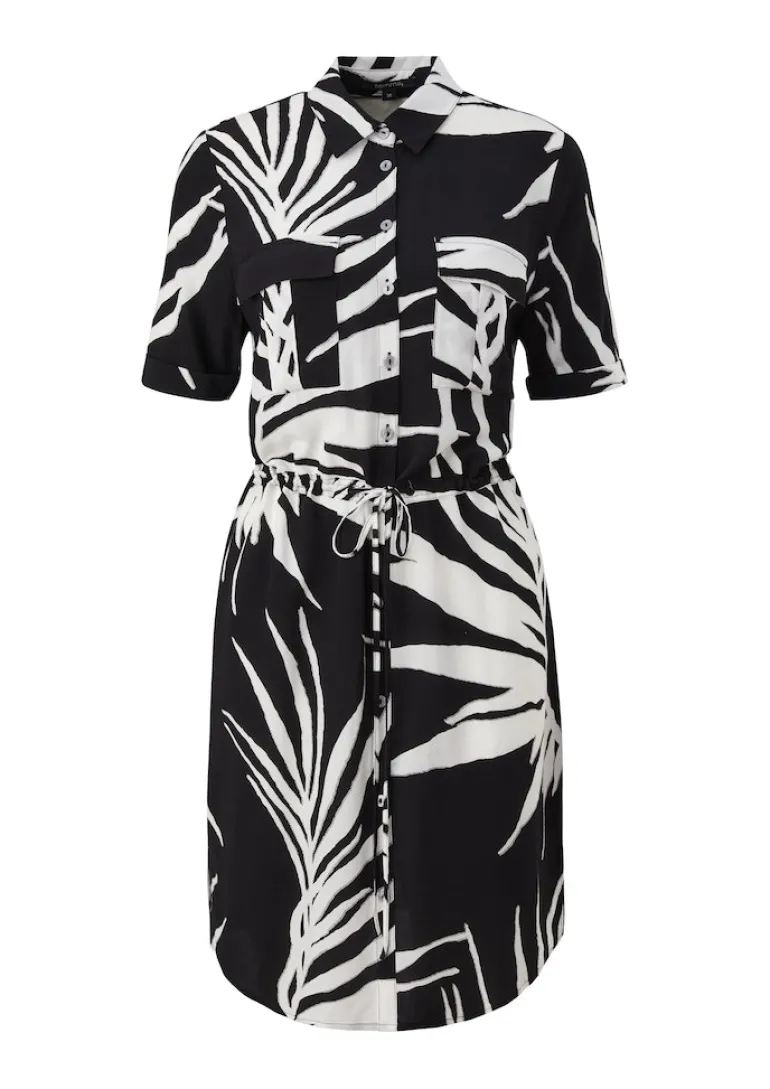 Viskosekleid mit Crêpestruktu schwarz