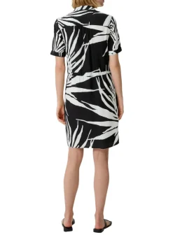 Viskosekleid mit Crêpestruktu schwarz