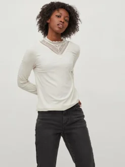 VISOLITTA RIB LACE L/S TOP/SU - NOOS birch