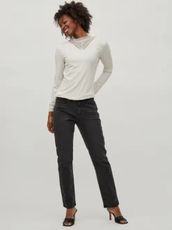 VISOLITTA RIB LACE L/S TOP/SU - NOOS birch
