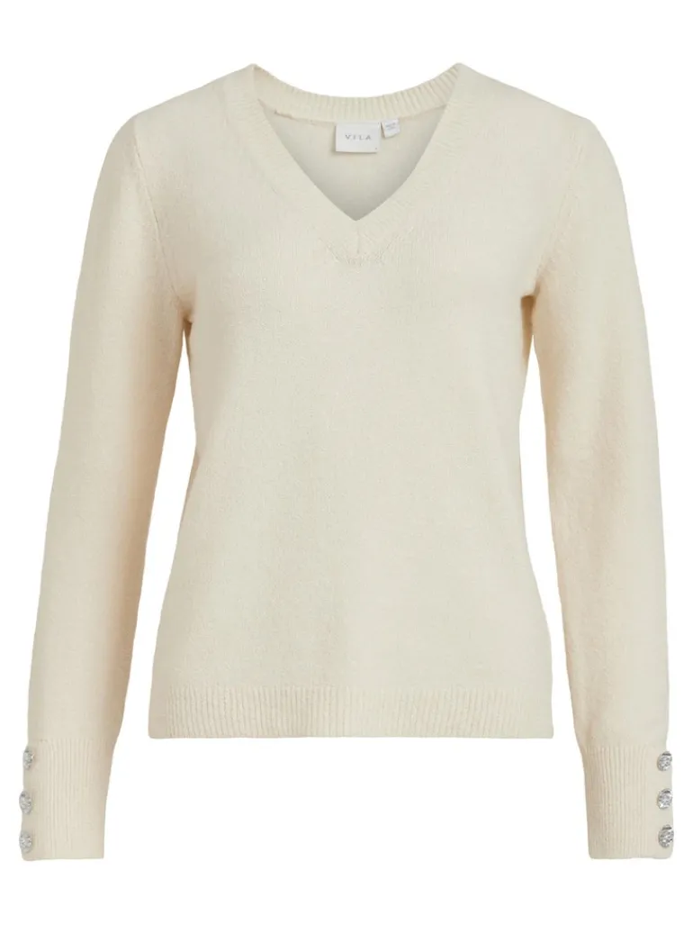 VISPARKLE L/S V-NECK KNIT TOP/PB birch