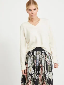 VISPARKLE L/S V-NECK KNIT TOP/PB birch