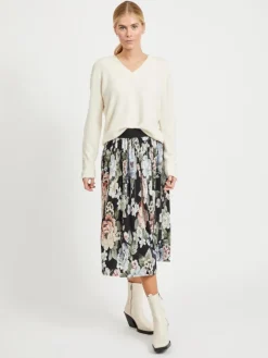 VISPARKLE L/S V-NECK KNIT TOP/PB birch