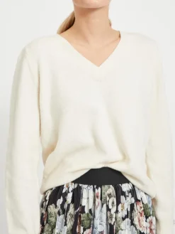 VISPARKLE L/S V-NECK KNIT TOP/PB birch