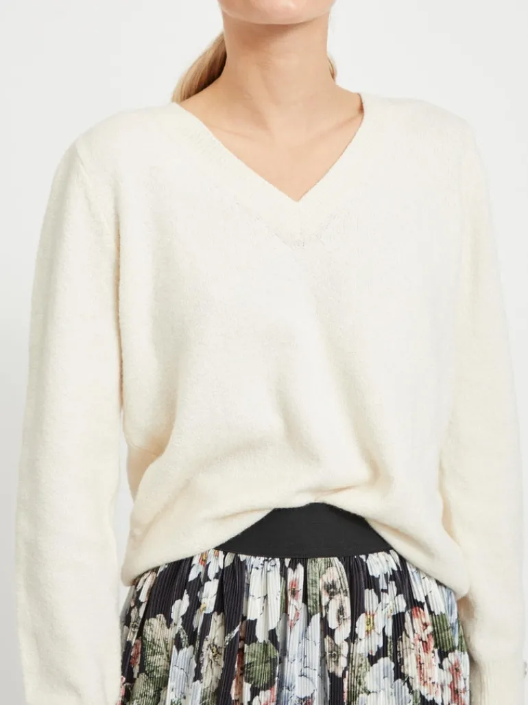 VISPARKLE L/S V-NECK KNIT TOP/PB birch