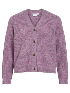 VISPOSA V-NECK L/S KNIT CARDIGAN sangria sunset