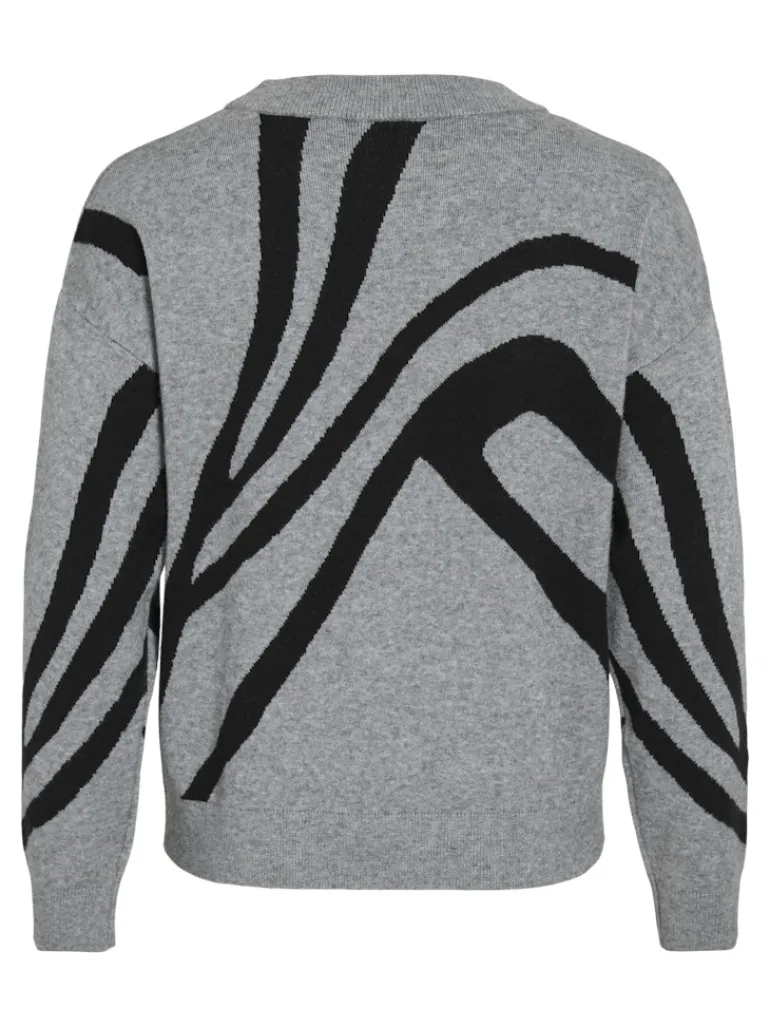 VITIF JACQUARD L/S KNIT TOP - NOOS medium grey melange