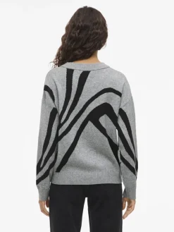 VITIF JACQUARD L/S KNIT TOP - NOOS medium grey melange