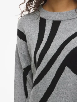 VITIF JACQUARD L/S KNIT TOP - NOOS medium grey melange