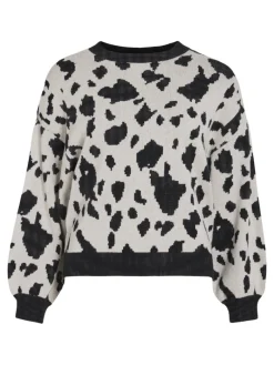 VITIP O-NECK L/S JACQUARD KNIT TOP/R/1 super light natural melan