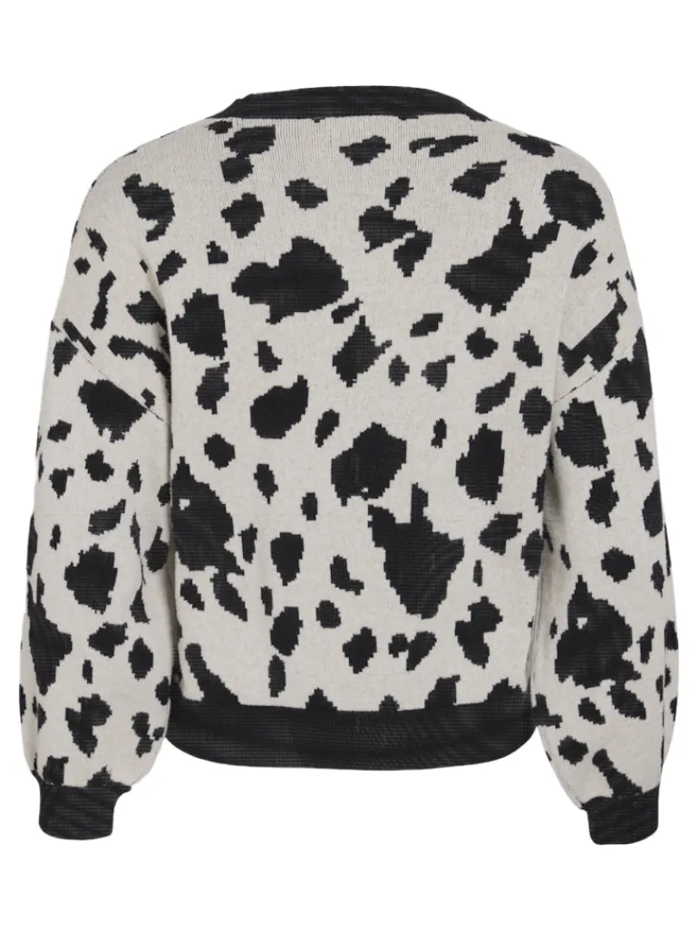 VITIP O-NECK L/S JACQUARD KNIT TOP/R/1 super light natural melan