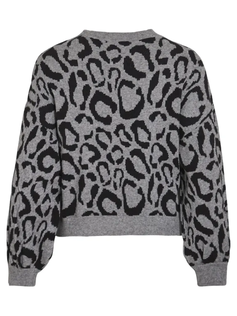 VITIP O-NECK L/S JACQUARD KNIT TOP/R/1 medium grey melange