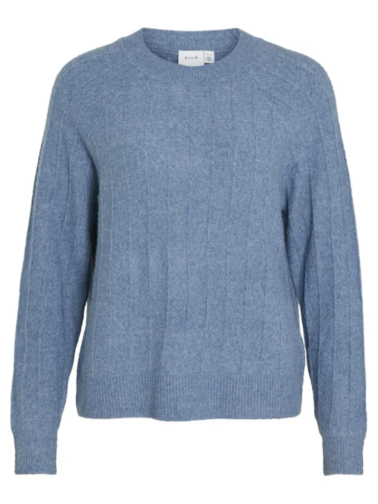 VITRINA L/S O-NECK KNIT TOP coronet blue