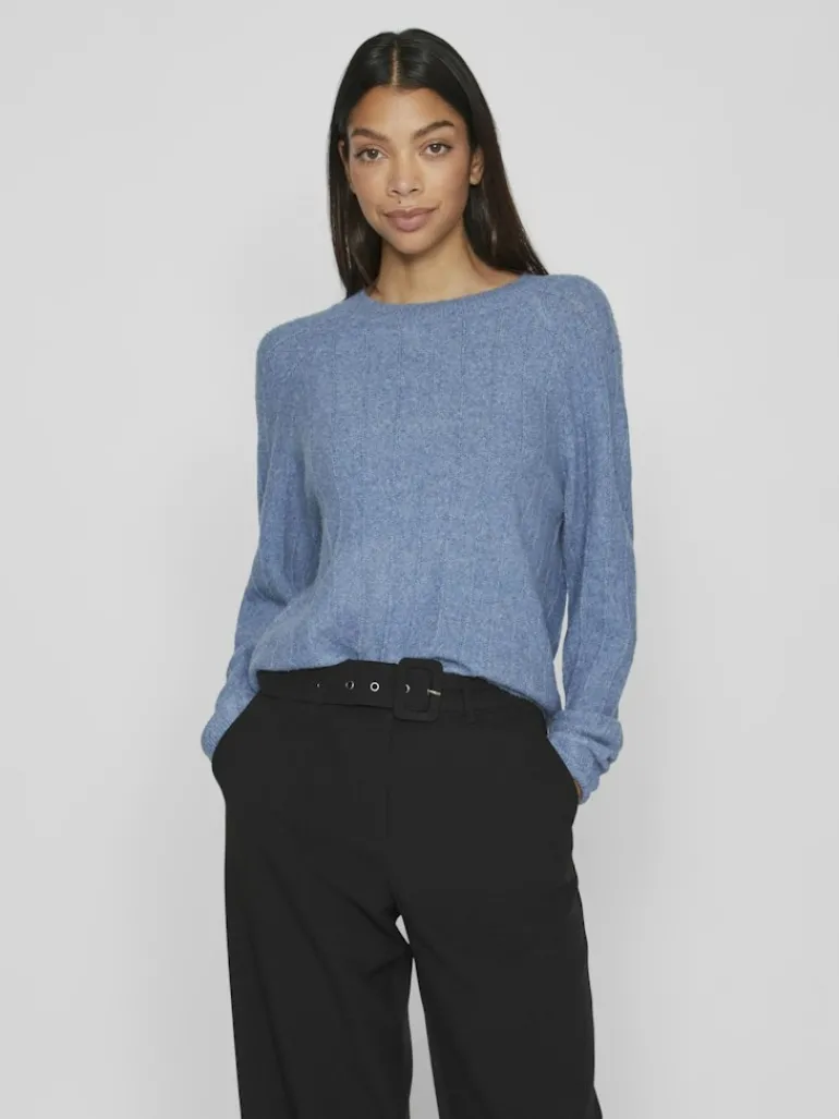 VITRINA L/S O-NECK KNIT TOP coronet blue