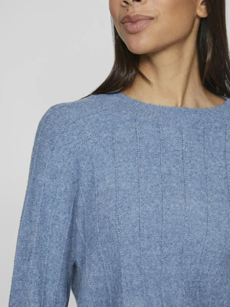 VITRINA L/S O-NECK KNIT TOP coronet blue