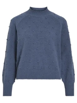 VITULI O-NECK L/S KNIT TOP/SU/PB/1 vintage indigo