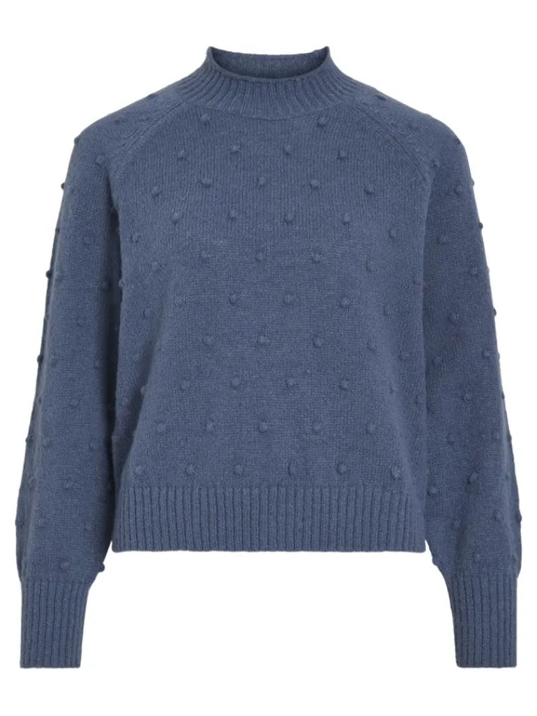 VITULI O-NECK L/S KNIT TOP/SU/PB/1 vintage indigo