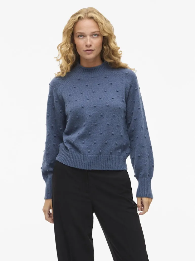 VITULI O-NECK L/S KNIT TOP/SU/PB/1 vintage indigo