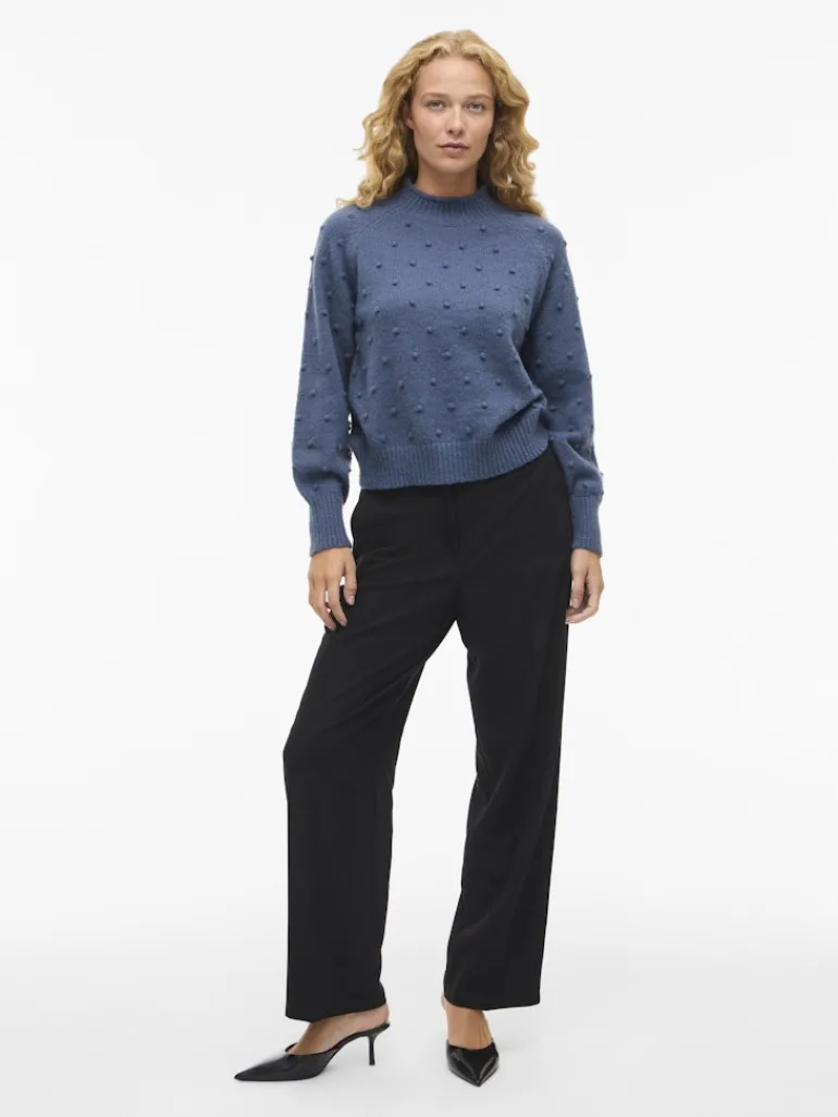 VITULI O-NECK L/S KNIT TOP/SU/PB/1 vintage indigo