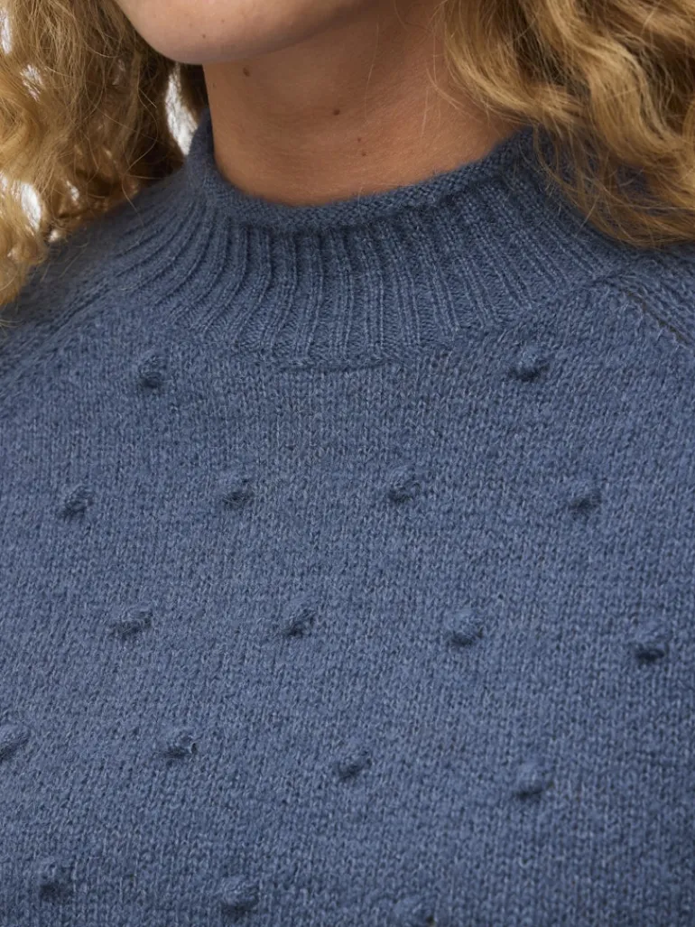 VITULI O-NECK L/S KNIT TOP/SU/PB/1 vintage indigo