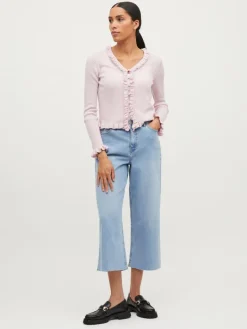 VIWIDEY NEIMA HW CROPPED WIDE JEANS light blue denim