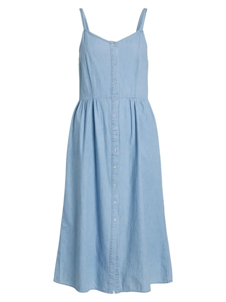 VIZIA STRAP MIDI DENIM DRESS - NOOS light blue denim