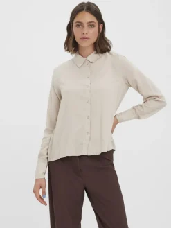 VMBEAUTY LS SHIRT WVN GA NOOS silver lining