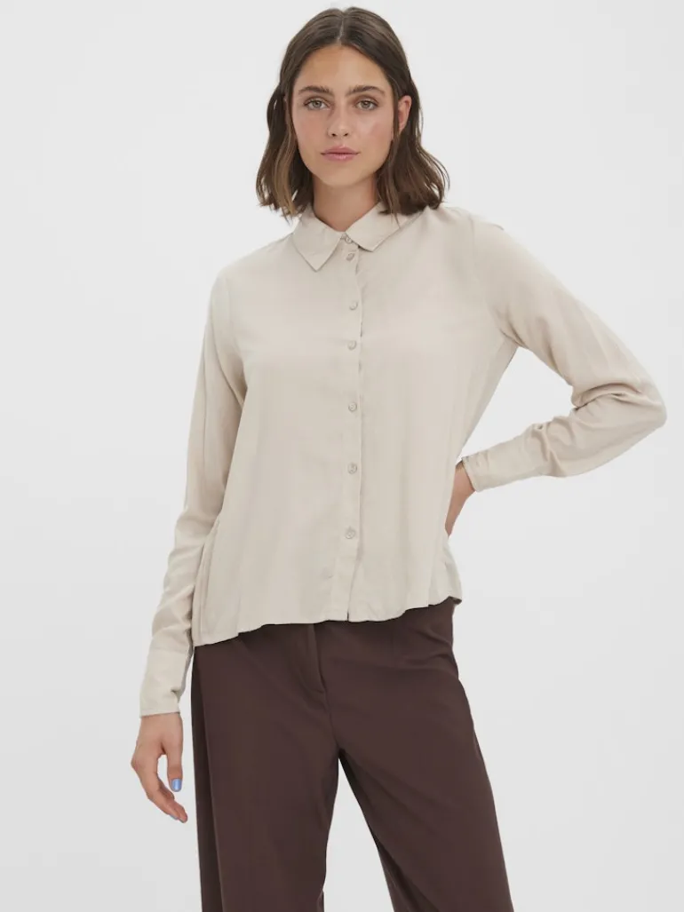 VMBEAUTY LS SHIRT WVN GA NOOS silver lining