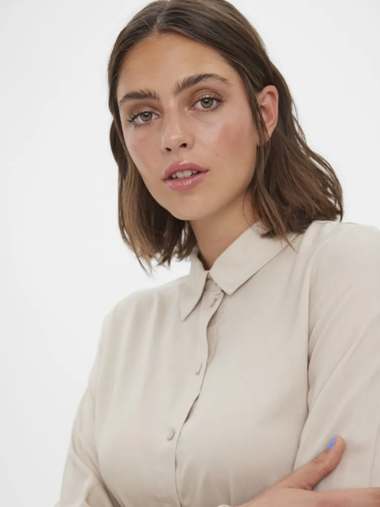 VMBEAUTY LS SHIRT WVN GA NOOS silver lining