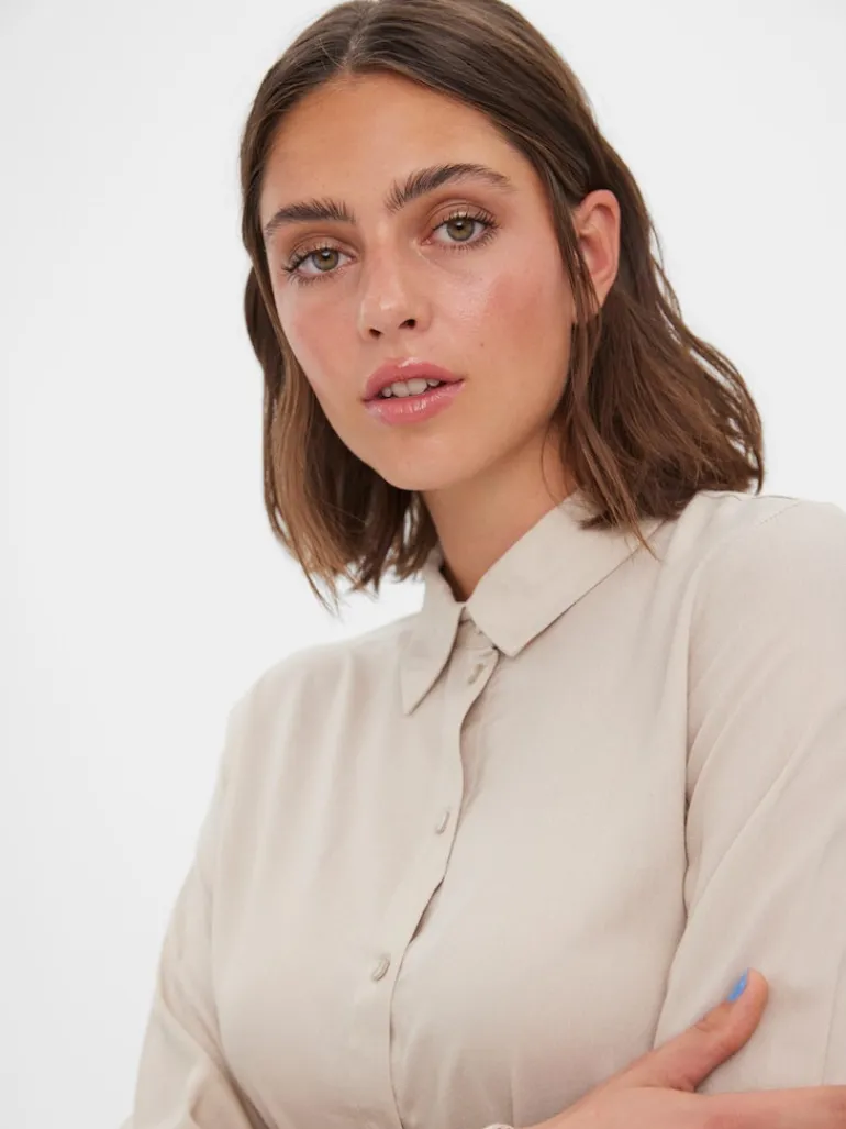 VMBEAUTY LS SHIRT WVN GA NOOS silver lining