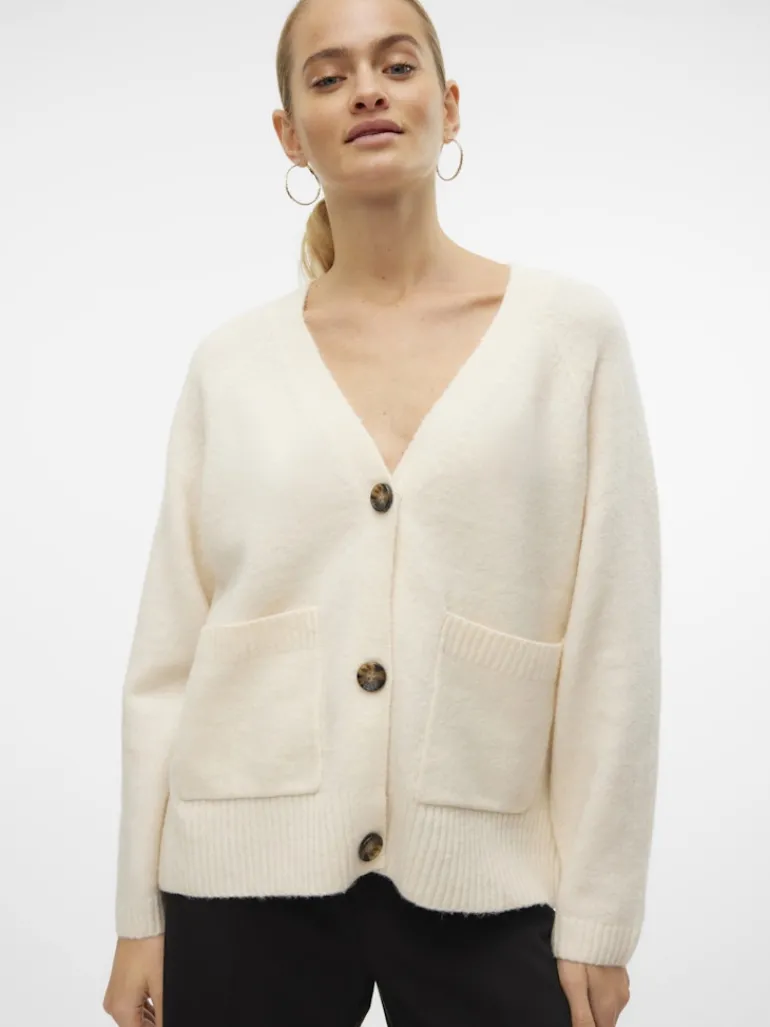 VMBOOM LS V-NECK BUTTON CARDIGAN GA NOOS birch